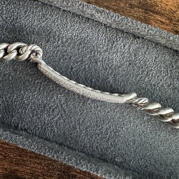 David Yurman Belmont Curb Link ID Bracelet w/ Pavé White Diamonds - 7.5" - RARE - Picture 9 of 16